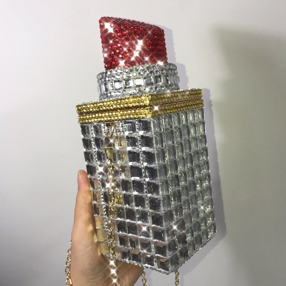 NWT Sparkling Swarovski Bling Crystal Rhinestone Lipstick Purse Pink & Red +Gift - Picture 11 of 13
